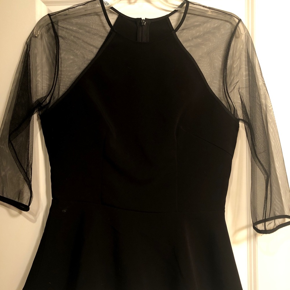 Designer Nha Khan black top w. mesh sleeves new